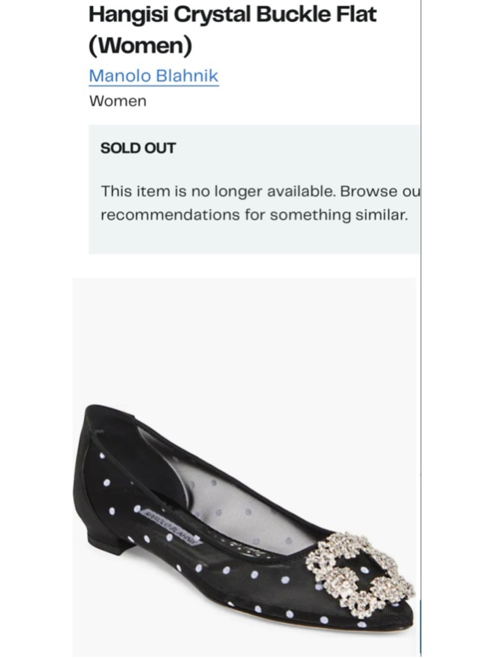 Manolo Blahnik Hangisi Black Polka Dot Mesh Crystal Buckle Flats 40 (9.5-10) - Picture 8 of 9